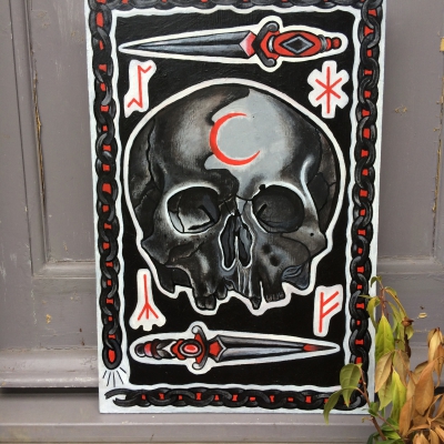 skull artist painter acrylic painting gallery leeds
