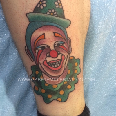 clown trad old school tattoo leeds