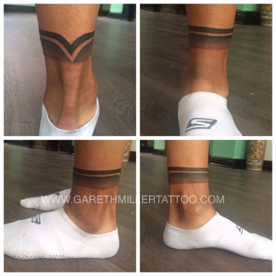 ankleband black band tattoo dotwork black and grey tattoo leeds