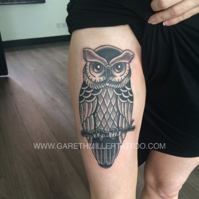 dotwork owl tattoo geometric leeds