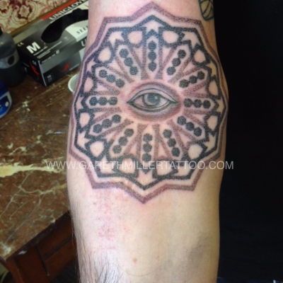 dotwork mandala eye tattoo geometric leeds