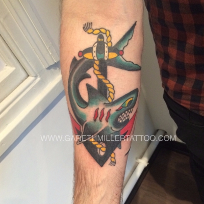 shark anchor trad old school tattoo leeds