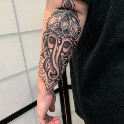 ganesh black and grey tattoo leeds