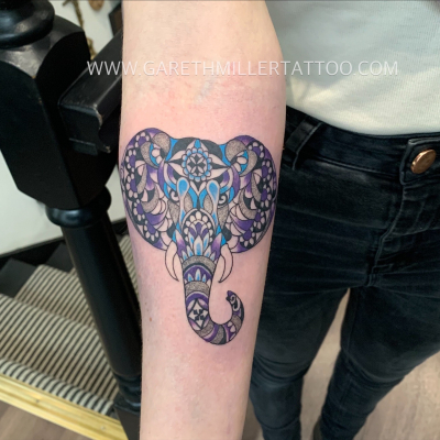 geometric elephant tattoo leeds