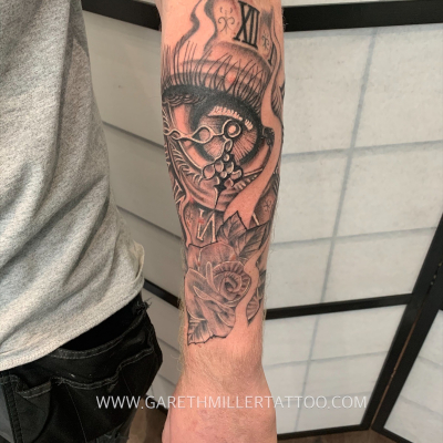 realistic eye tattoo black and grey tattoo leeds