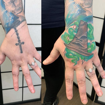 coverup harry potter leeds hand tattoo