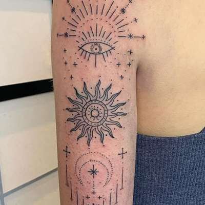 first tattoo fine line dotwork leeds