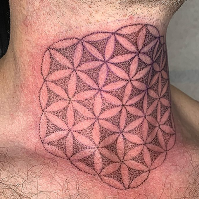 neck tattoo flower of life geometric leeds