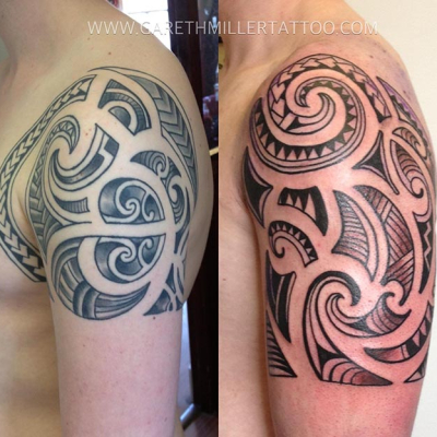 tribal polynesian tattoo sleeve leeds